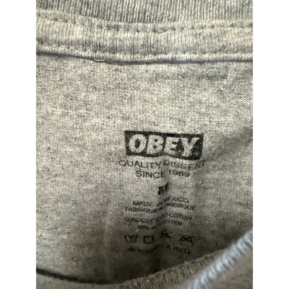 OBEY Men's Size Medium TV Cartoon Flame Fingers Gray Tee Shirt Large - Picture 4 of 4